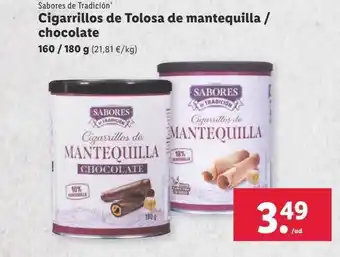 Lidl Sabores de tradición cigarrillos de tolosa de mantequilla chocolate oferta