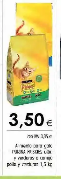 Cash Ifa Alimento para gato purina friskies atún y verduras o caneja pollo y verduras oferta