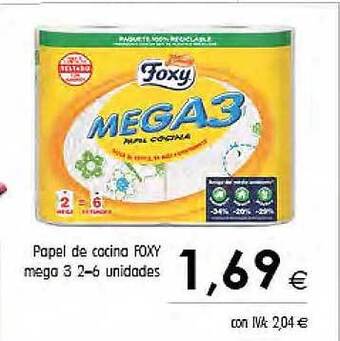Cash Ifa Papel de cocina foxy mega 3 2+6 unidades oferta