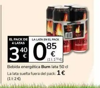 Supermercados Charter Bebida energética burn lata oferta