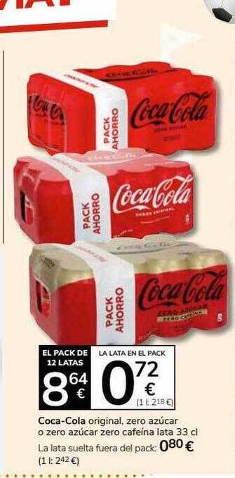 Supermercados Charter Coca-cola original zero azúcar o zero azúcar zero cafeína lata oferta