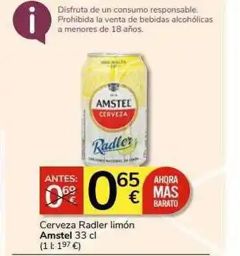 Supermercados Charter Cerveza radler limón amstel oferta