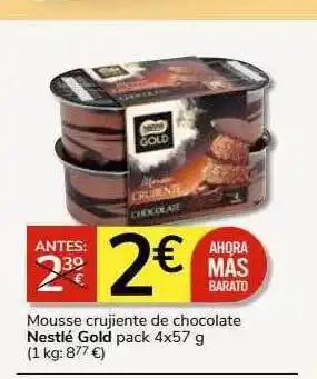 Supermercados Charter Mousse crujiente de chocolate nestlé gold pack 4 oferta