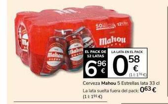 Supermercados Charter Cerveza mahou 5 estrellas lata oferta