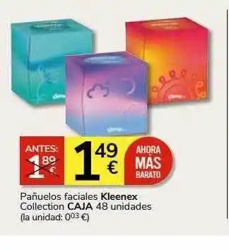 Supermercados Charter Pañuelos faciales kleenex collection caja 48 oferta