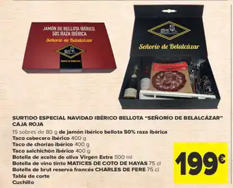 Carrefour Surtido Especial Navidad Ibérico Bellota "Señorio de Belalcázar" Caja Roja oferta