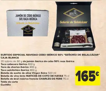 Carrefour Surtido Especial Navidad Cebo Ibérico 50% "Señorio de Belalcázar" Caja Blanca oferta