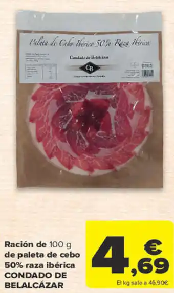 Carrefour Ración de 100g De Paleta de Cebo 50% Raza Ibérica oferta