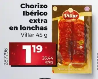 Dia Chorizo Ibérico Extra En Lonchas oferta