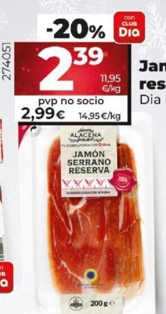 Dia Jamón Serrano Reserva En Lonchas oferta