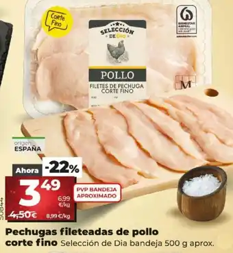 Dia Pechugas Fileteadas de Pollo Corte Fino oferta