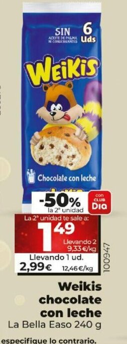 Dia Weikis Chocolate Con Leche oferta
