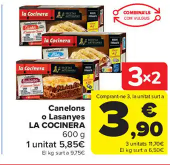Carrefour Canelons o Lasanyes La Cocinera oferta