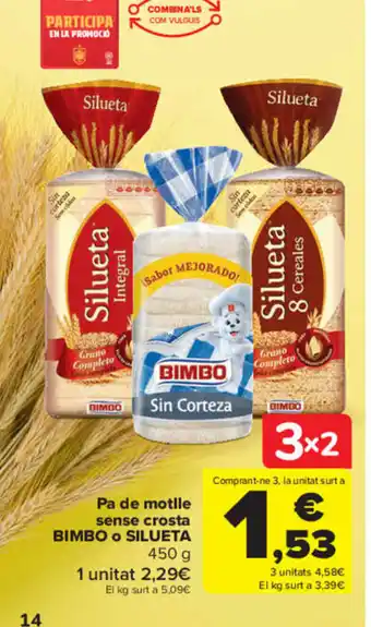 Carrefour Pa de Motlle Sense Crosta Bimbo o Silueta oferta