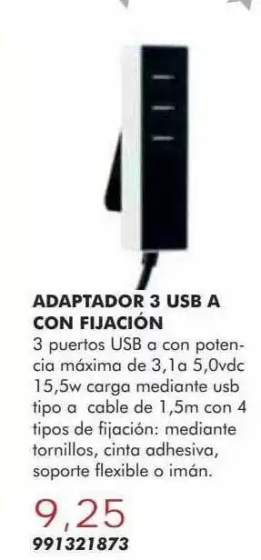 Coinfer Adaptador 3 usb a con fijación oferta