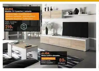 Mi Bricolaje Alida mueble tv 4 puertas + estante alida mesa centro elevable oferta
