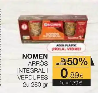 Plusfresc 2a unitat 50% nomen arròs integral i verdures oferta