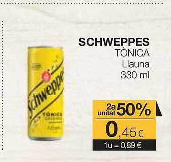 Plusfresc 2a unitat 50% schweppes tònica oferta