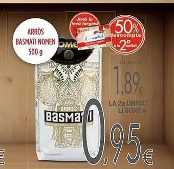 Valvi Supermercats Arròs basmati nomen oferta