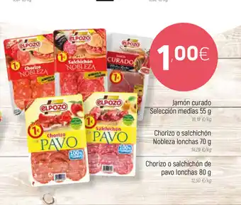 Coviran Jamón curado Selección medias 55g / Chorizo o salchichón Nobleza lonchas 70g / Chorizo o salchichón 80g oferta
