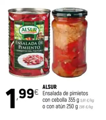 Coviran Alsur Ensalada de pimietos con cebolla 355g o con atún 250g oferta