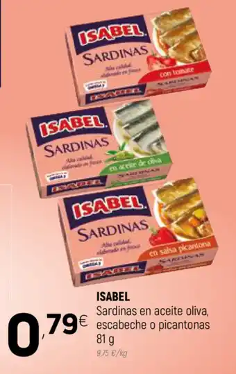 Coviran Isabel sardinas en aceite oliva, escabeche o picantonas 81g oferta