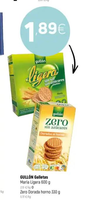 Coviran Gullón Galletas María Ligera 600g o Zero Dorado horno 330g oferta