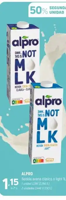 Coviran Alpro Bebida avena clásica o light oferta