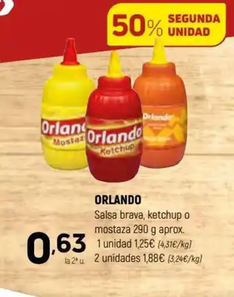 Coviran Orlando Salsa brava ,ketchup o mostaza 290 g. aprox. oferta