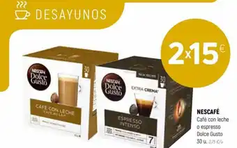 Coviran Nescafé Café con leche o espresso Dolce Gusto 30 u. oferta