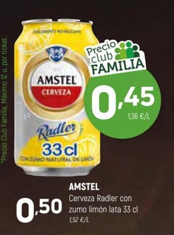Coviran Amstel Cerveza Radler con zumo limón lata 33 cl. oferta