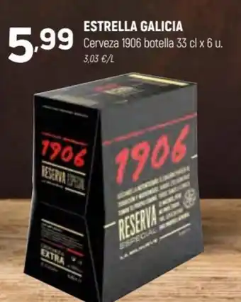 Coviran Estrella Galicia Cerveza 1906 botella 33 cl.x6u. oferta