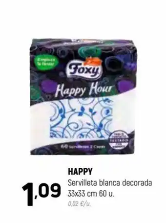 Coviran Happy Servilleta blanca decorada 33x33 cm. 60 u, oferta
