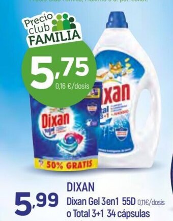 Coviran Dixan Gel 3en1 55D o Total 3+1 34 capsulas oferta