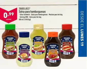 ALDI Trader Joe's Salsa Para Hamburguesas 500ml oferta