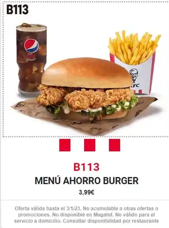 El Corte Inglés B113 Menú Ahorro Burger oferta
