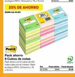 Staples Kalamazoo 25% de ahorro 59,94€ solo 40,46€ post post-it pack ahorro 6 cubos de notas pack ahorro con 6 cubos de 450 notas cada un oferta