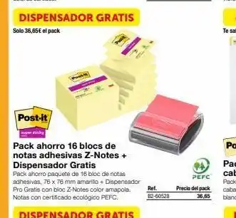 Staples Kalamazoo Dispensador gratis solo 36,65€ el pack post-it super sticky pack ahorro 16 blocs de notas adhesivas z-notes + dispensador oferta