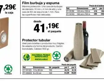 Staples Kalamazoo Reciclable desde film burbuja y espuma máxima protección. una cara de burbujas de diámetro 10 mm y 4 mm de alto y una cara oferta