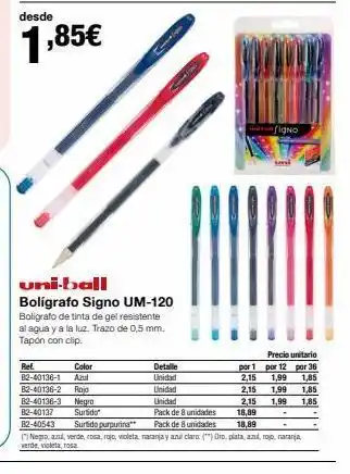 Staples Kalamazoo Desde 1,85€ uni-ball bolígrafo signo um-120 boligrafo de tinta de gel resistente al agua y a la luz. trazo de 0,5 mm. tapó oferta