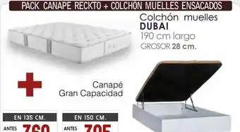 Atrapamuebles Pack canape reckto + colchón muelles ensacados oferta