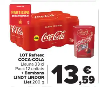 Carrefour LOT Refresc Coca-cola 33 cl. + Bombons LIndt Lindor oferta
