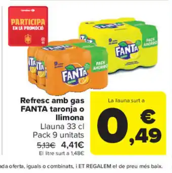Carrefour Refresc amb gas Fanta taronja o llimona 33 cl. oferta