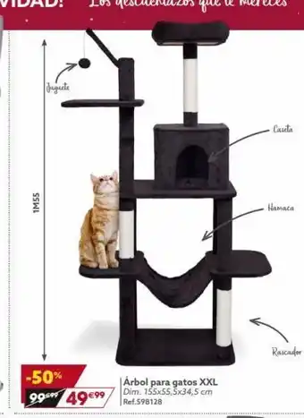 GiFi 1m55 juguete -50% 99 49€99 árbol para gatos xxl dim. 155x55,5x34,5 cm ref.598128 caseta hamaca rascador oferta