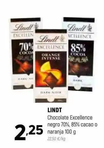 Coviran Lindt chocolate excellence negro 70%, 85% cacao o naranja oferta