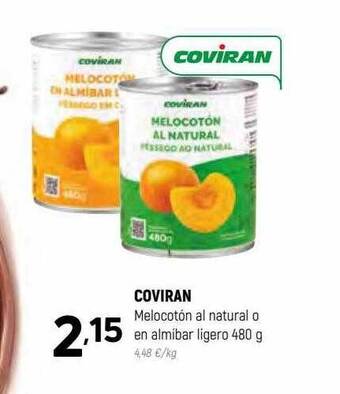Coviran Coviran melocotón al natural o en almibar ligero oferta