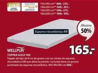 JYSK Wellpur topper gold t60 oferta