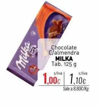 Chocolate c almendra milka