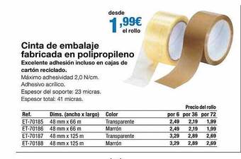 Staples Kalamazoo Cinta de embalaje fabricada en polipropileno oferta