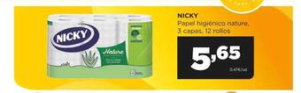 Alimerka Nicky papel higiénico nature 3 capas 12 rollos oferta